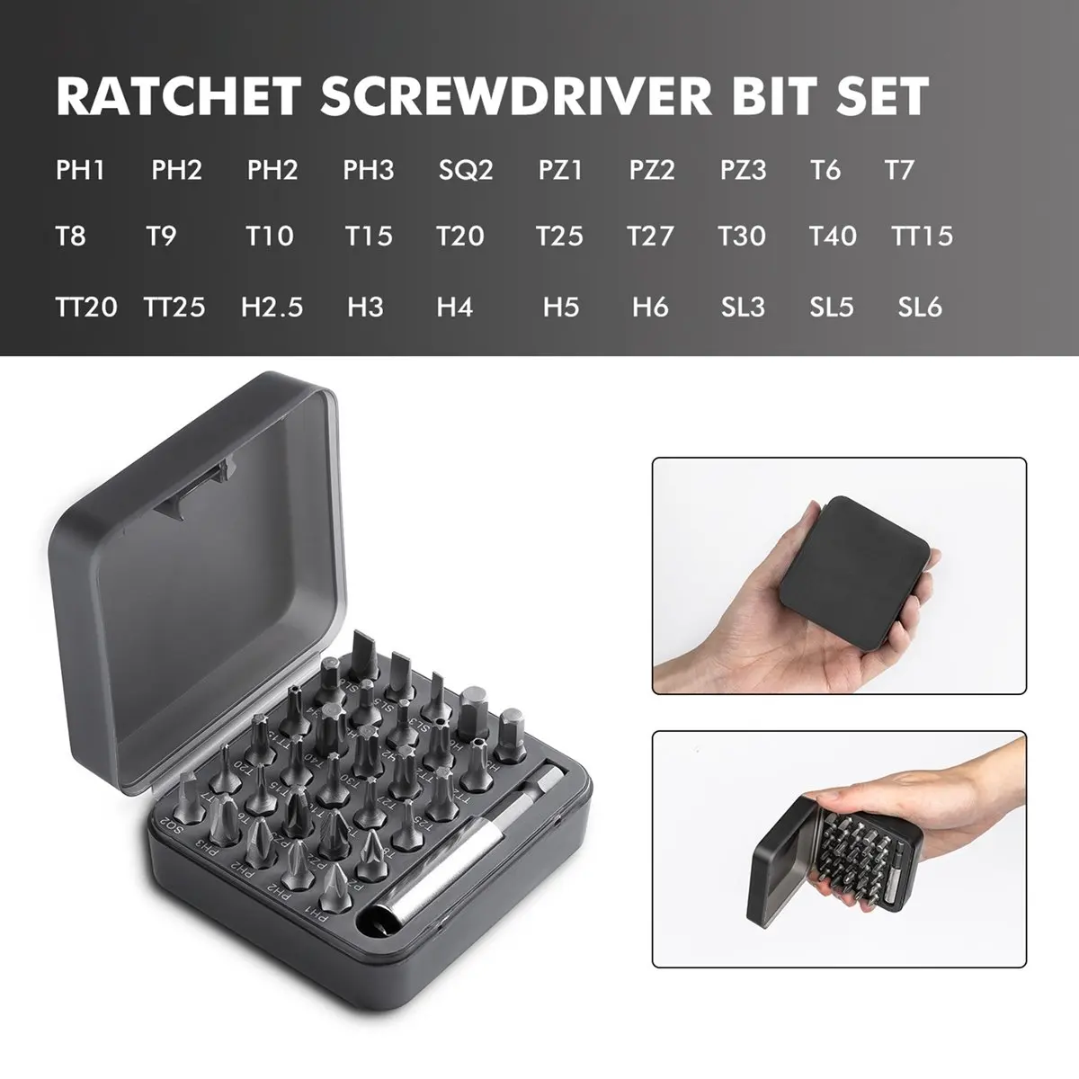 A58Z Palm-Sized DIY Hand Tool 31-in-1 Magnetic Multi-Function Screwdriver Set Phone Computer Repair/Home Maintenance Tool
A58Z Palm-Sized DIY Hand Tool 31-in-1 Magnetic Multi-Function Screwdriver Set Phone Computer Repair/Home Maintenance Tool