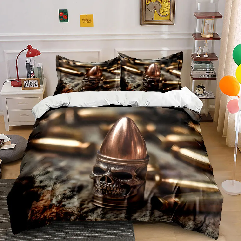 "Skull Bullet Decor Set" Bedding Set with 1 Duvet Cover 2 Pillowcases Single Double King Queen, Gift
"Skull Bullet Decor Set" Bedding Set with 1 Duvet Cover 2 Pillowcases Single Double King Queen, Gift