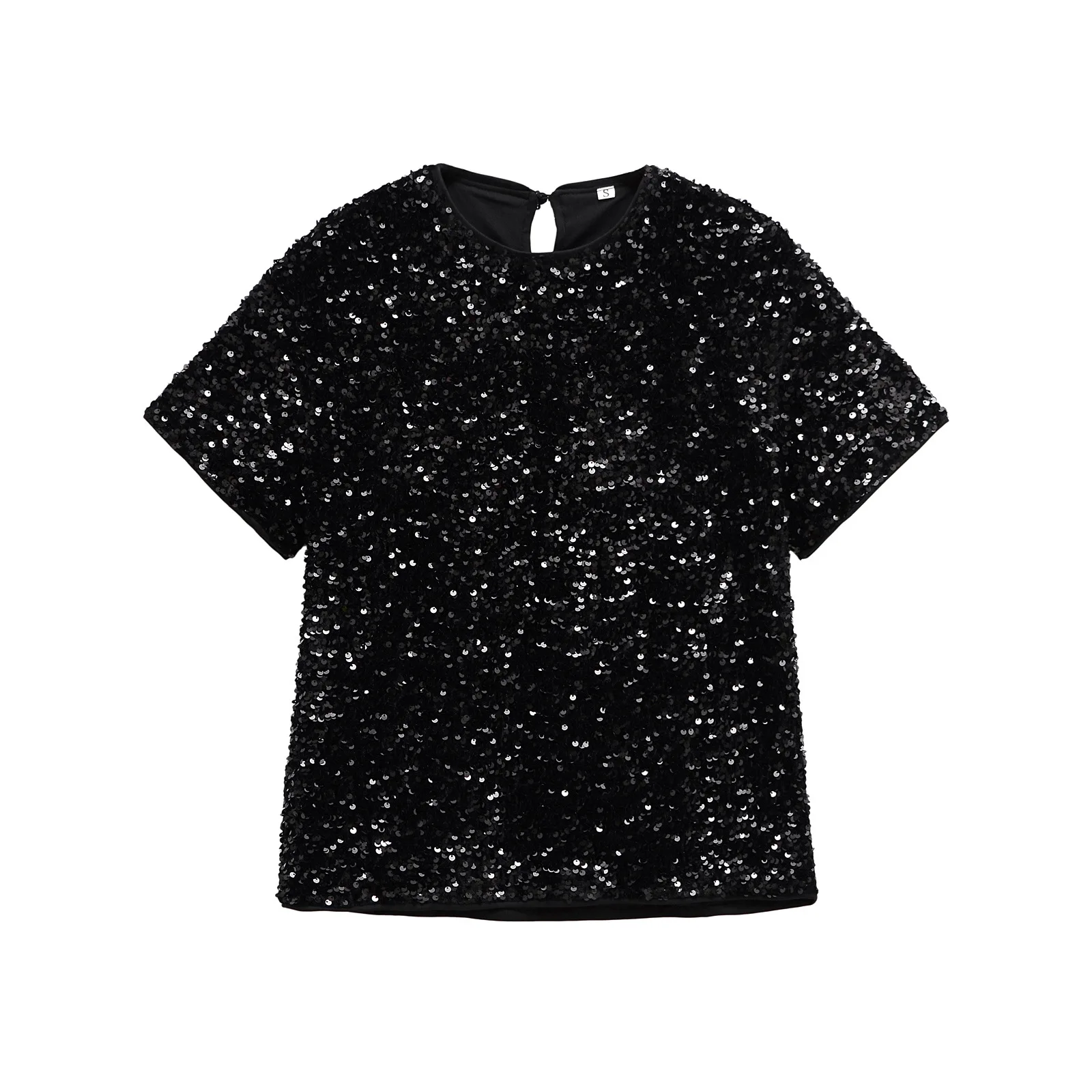 ZBZA Women Shiny Sequined Shirt Loose Round Neck Short Sleeve Solid Back Button Casual Cropped Top Spring Summer New Chic Shirt
ZBZA Women Shiny Sequined Shirt Loose Round Neck Short Sleeve Solid Back Button Casual Cropped Top Spring Summer New Chic Shirt