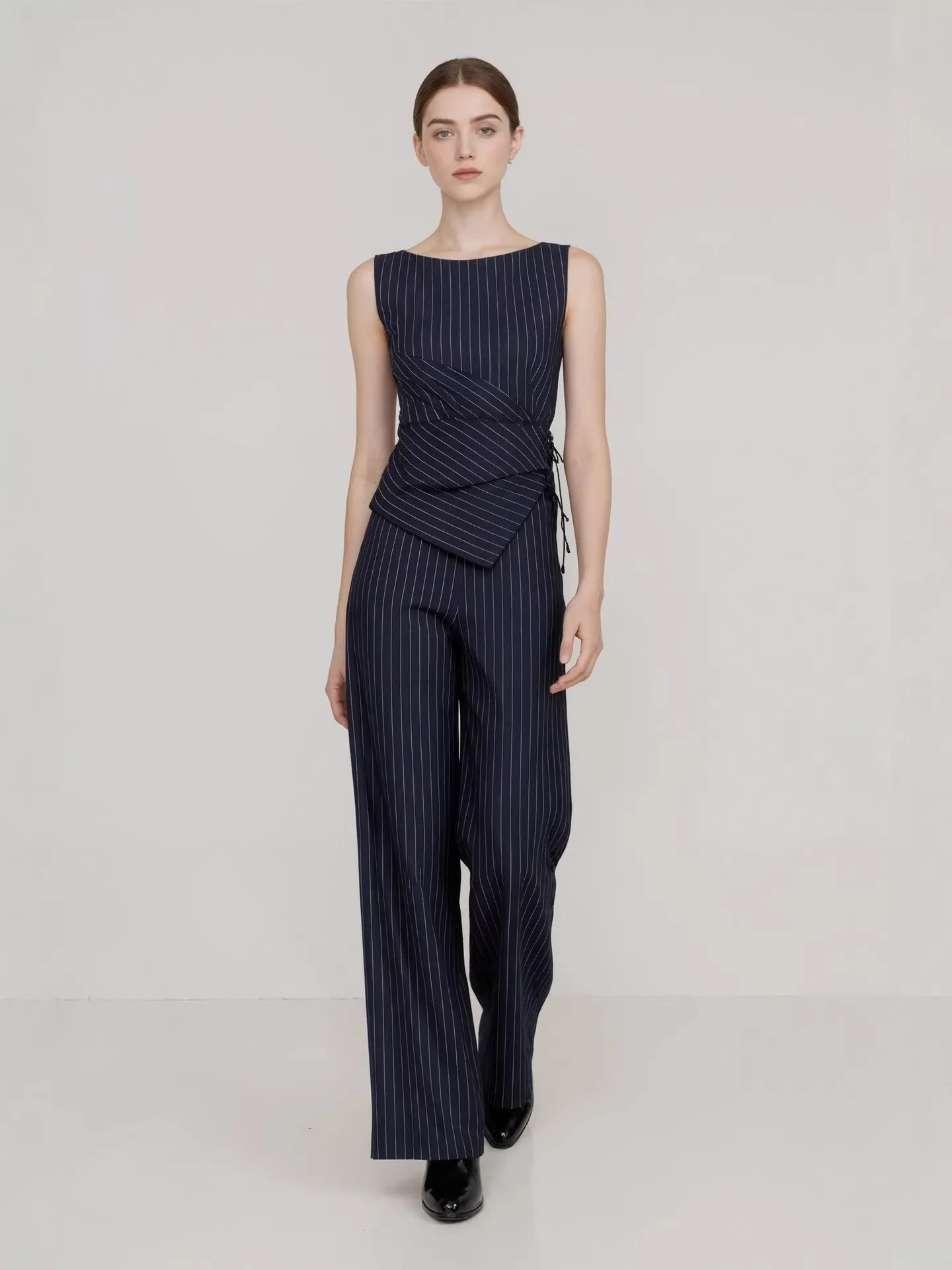 2 Pieces Set For Woman Pants Sleeveless Top Navy Blue Trousers High Waist Wide Leg Slacks Business Straight Leg Long Pants
2 Pieces Set For Woman Pants Sleeveless Top Navy Blue Trousers High Waist Wide Leg Slacks Business Straight Leg Long Pants