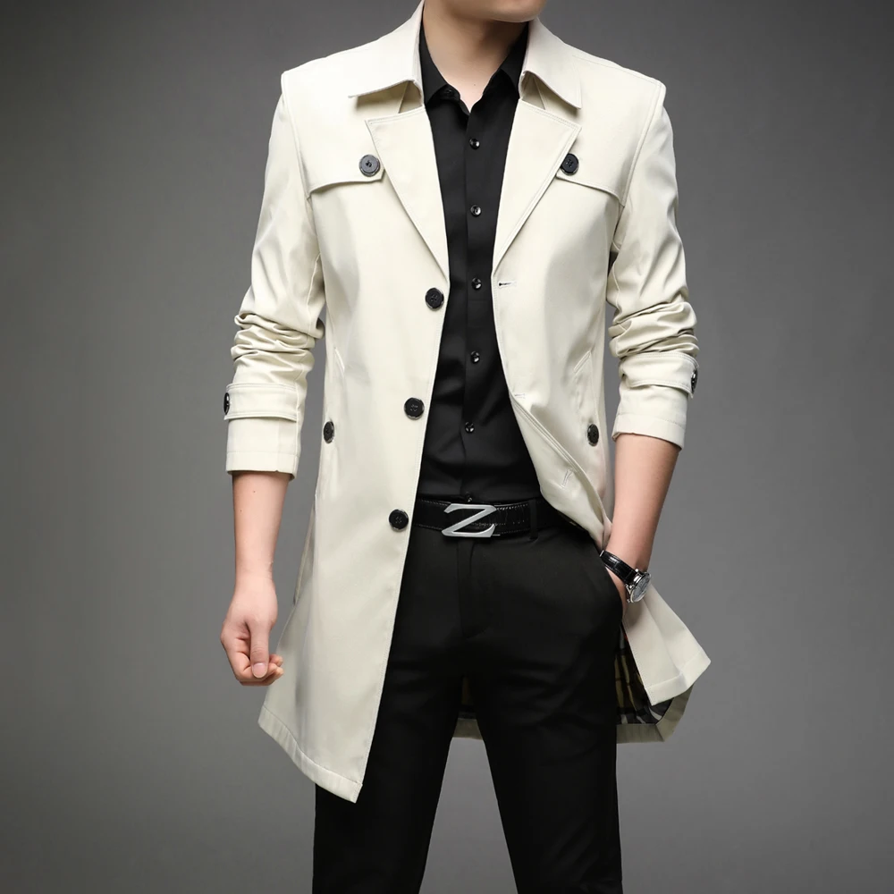 Men Long Trench Coats Hight Quality Button Windbreaker Mens Fashion Turn Down Collar Solid Trench Outerwear Jackets Plus Size
Men Long Trench Coats Hight Quality Button Windbreaker Mens Fashion Turn Down Collar Solid Trench Outerwear Jackets Plus Size