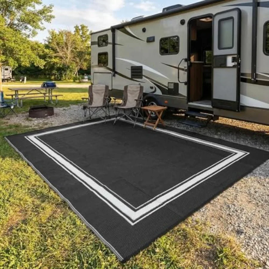 Outdoor Rug for Patio 9x18: Waterproof Reversible Plastic Straw, UV-Resistant Portable RV Camping Mat, Modern Bordered BlackWhi
Outdoor Rug for Patio 9x18: Waterproof Reversible Plastic Straw, UV-Resistant Portable RV Camping Mat, Modern Bordered BlackWhi