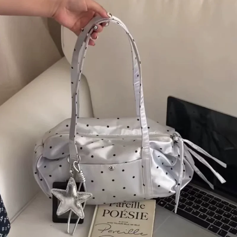 Polka Dot Shoulder Bag Women Korean Casual Handbag Nylon Underarm Pillow Bag With Star Pendant Versatile Daily Commuter Tote Bag
Polka Dot Shoulder Bag Women Korean Casual Handbag Nylon Underarm Pillow Bag With Star Pendant Versatile Daily Commuter Tote Bag