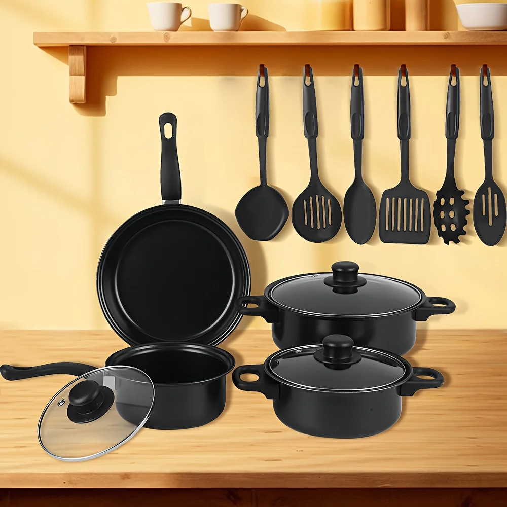 13pcs Cast Iron Cookware Set, Portable Lightweight Cast Iron Skillet And Frying Pan with Glass Lid for Induction Cooktop, Low Smoke, Non-Stick, Multi-Functional, Great for Kitchen Outdoor Camping Perfect for Daily Cooking Use
13pcs Cast Iron Cookware Set, Portable Lightweight Cast Iron Skillet And Frying Pan with Glass Lid for Induction Cooktop, Low Smoke, Non-Stick, Multi-Functional, Great for Kitchen Outdoor Camping Perfect for Daily Cooking Use