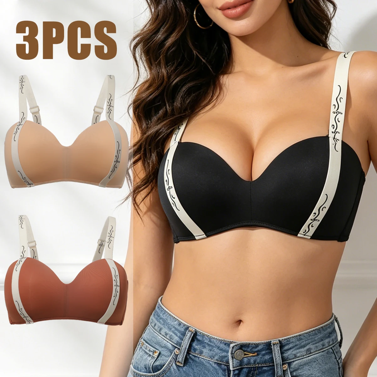 3PCS Women Seamless Push Up Bra wirefree Padded Bralette with Decorative Printed Wireless Lingerie For Daily Wear
3PCS Women Seamless Push Up Bra wirefree Padded Bralette with Decorative Printed Wireless Lingerie For Daily Wear