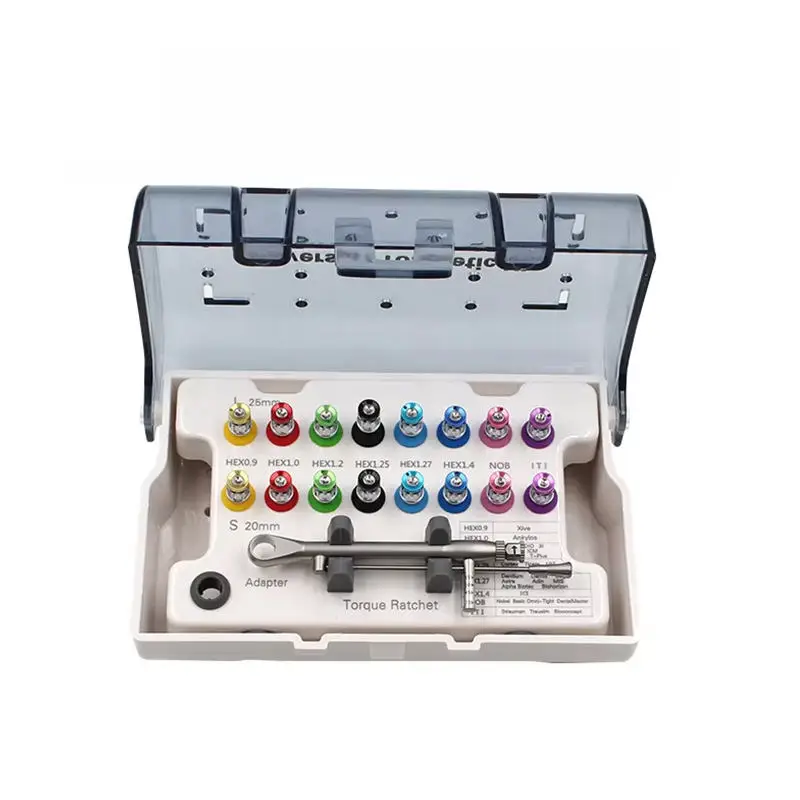 Dental Tooth Implantation Prosthetic Kit Universal Restoration Screwdriver Implant Torque Wrench Tools 16pcs Drivers
Dental Tooth Implantation Prosthetic Kit Universal Restoration Screwdriver Implant Torque Wrench Tools 16pcs Drivers