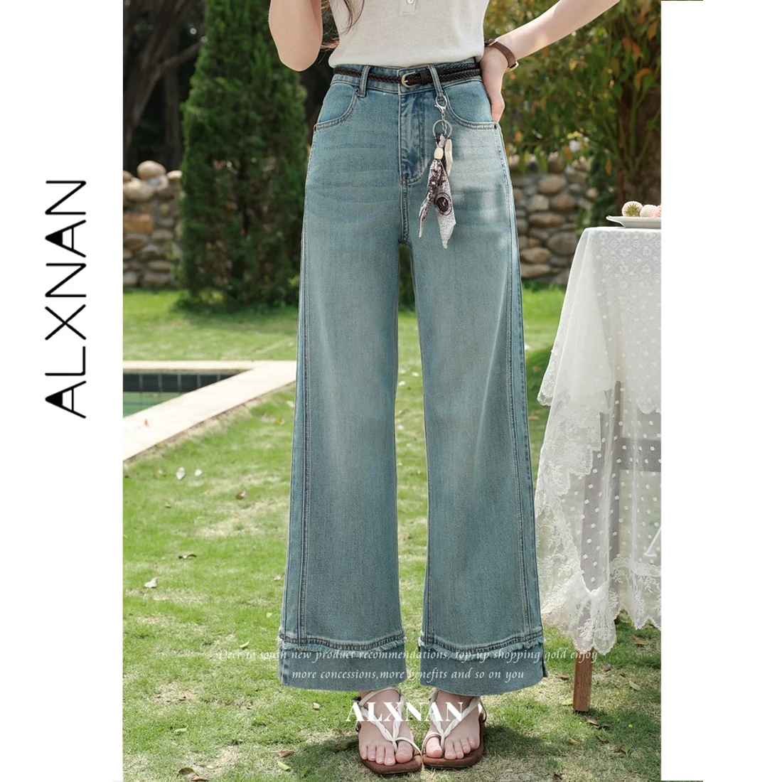 ALXNAN Women's Wide Leg Jeans Blue High Waist Flared Denim Pants Casual Summer Vintage Washed Baggy Pants with Raw Hem L63622
ALXNAN Women's Wide Leg Jeans Blue High Waist Flared Denim Pants Casual Summer Vintage Washed Baggy Pants with Raw Hem L63622