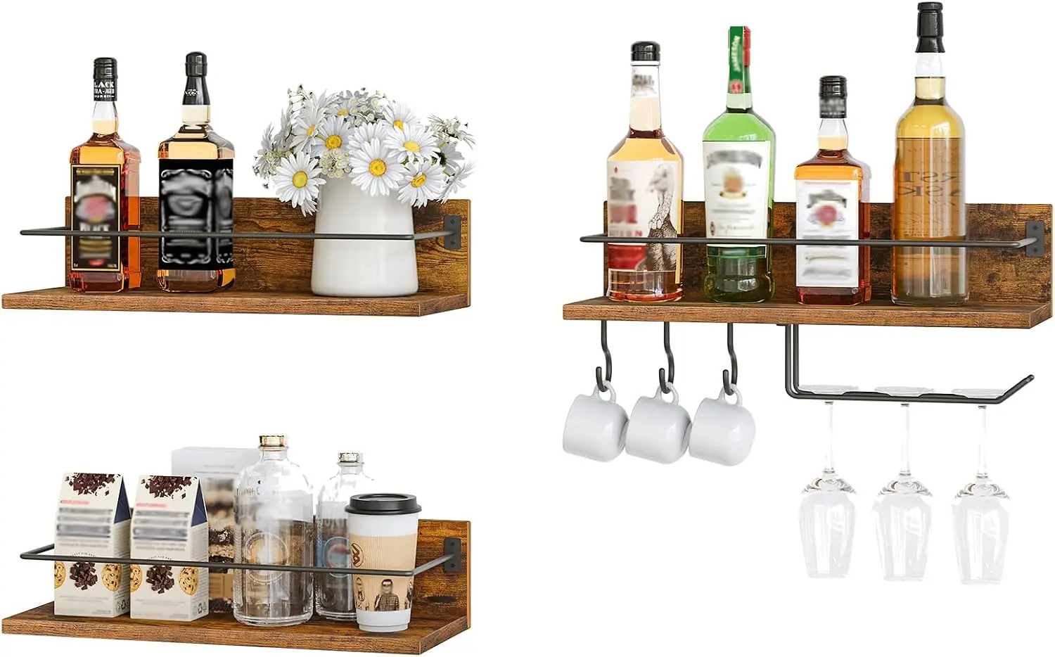 Wall Mounted Wine Rack 3 Pack, Wine Shelf Hanging Floating Wall Shelves, Wine Glass Bottle Rack Stemware Holder, for Li
Wall Mounted Wine Rack 3 Pack, Wine Shelf Hanging Floating Wall Shelves, Wine Glass Bottle Rack Stemware Holder, for Li