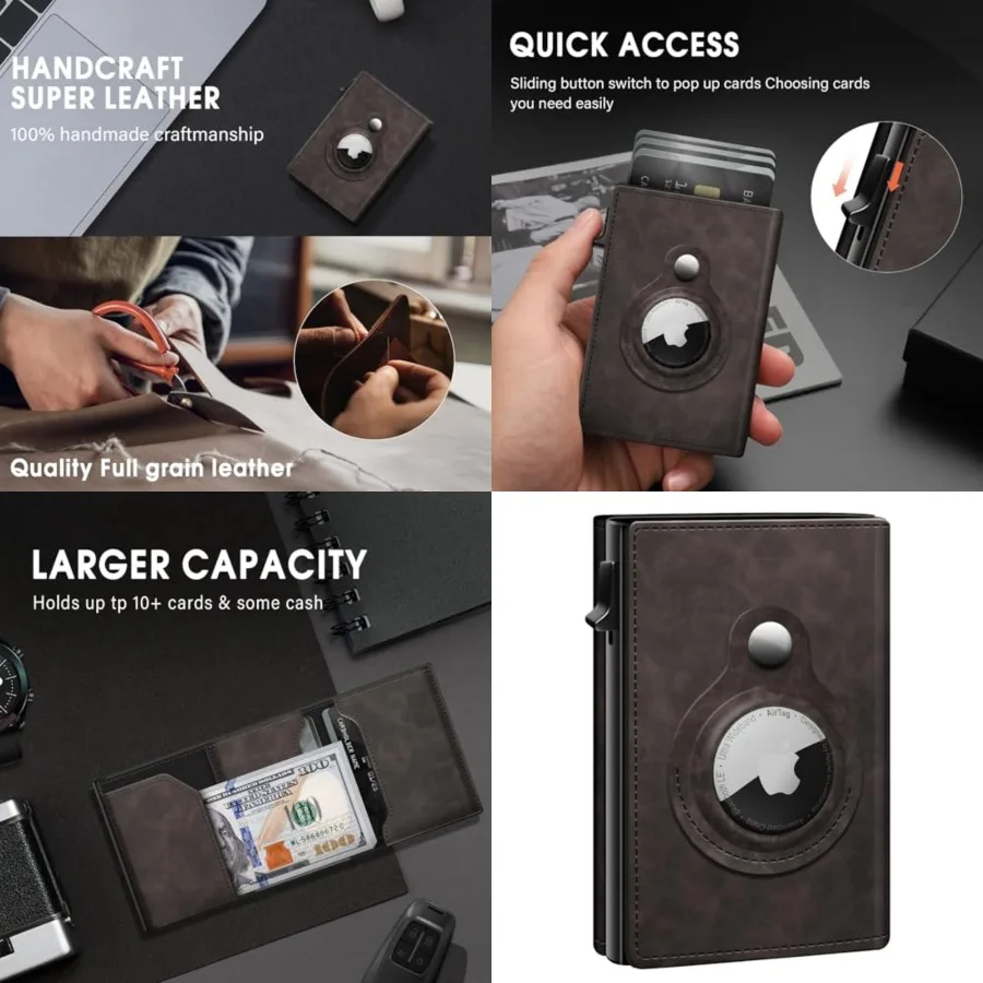 AirTag Wallet Genuine Leather Air Tag Wallet RFID Technology Credit Card Holder with Minimalist Wallet for Men for Apple AirTag
AirTag Wallet Genuine Leather Air Tag Wallet RFID Technology Credit Card Holder with Minimalist Wallet for Men for Apple AirTag