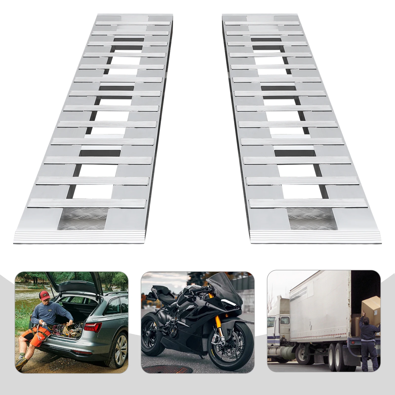 2-Piece Aluminum Ramp Set, for Transporting ATVs, Motorcycles, Lawn Equipment with Ease
2-Piece Aluminum Ramp Set, for Transporting ATVs, Motorcycles, Lawn Equipment with Ease