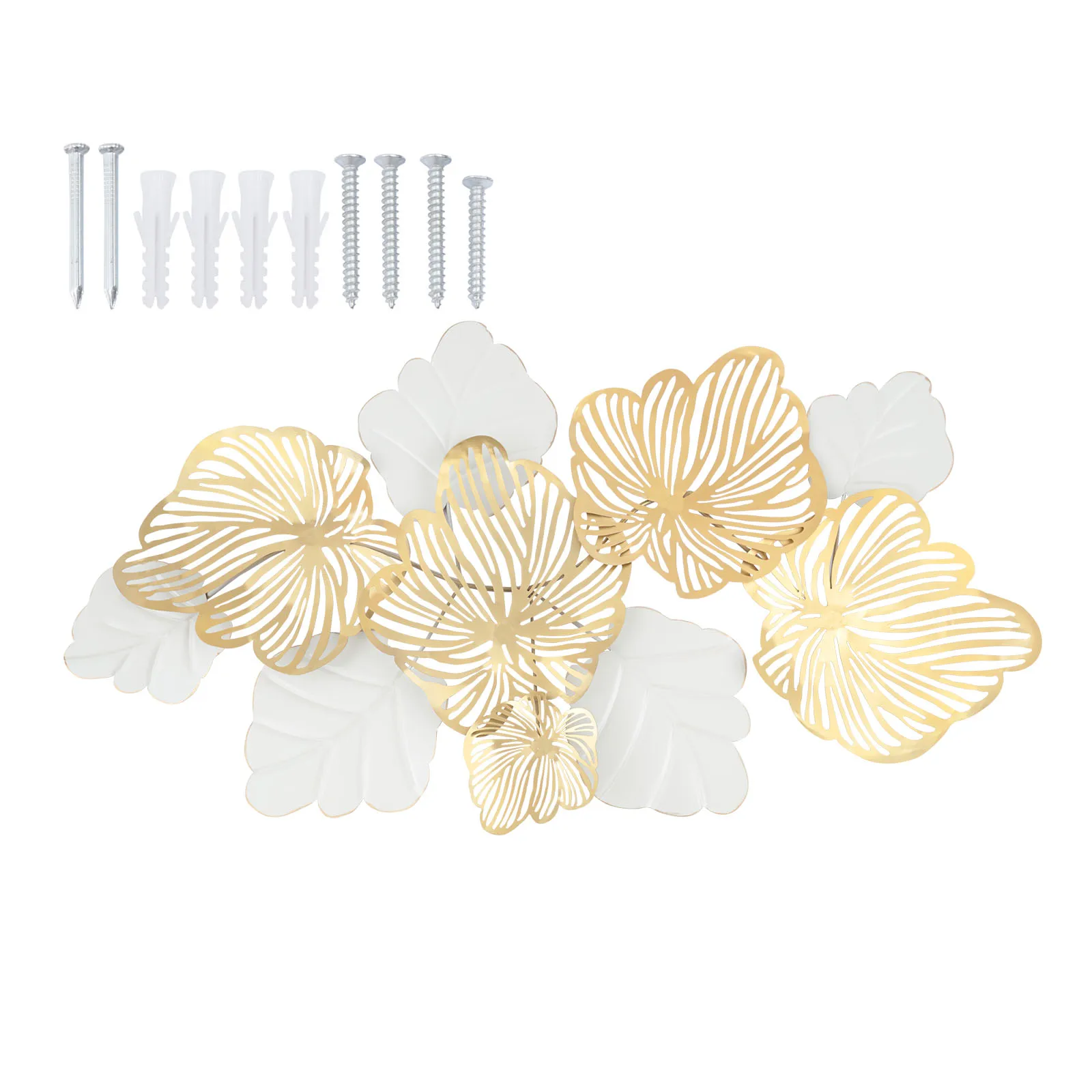 52"x28" 3D Metal Wall Art Leaves, "Gold Flower Blooming" Handmade Wall Hanging Artwork Decoration for Living Room Bedroom Gifts 
52"x28" 3D Metal Wall Art Leaves, "Gold Flower Blooming" Handmade Wall Hanging Artwork Decoration for Living Room Bedroom Gifts