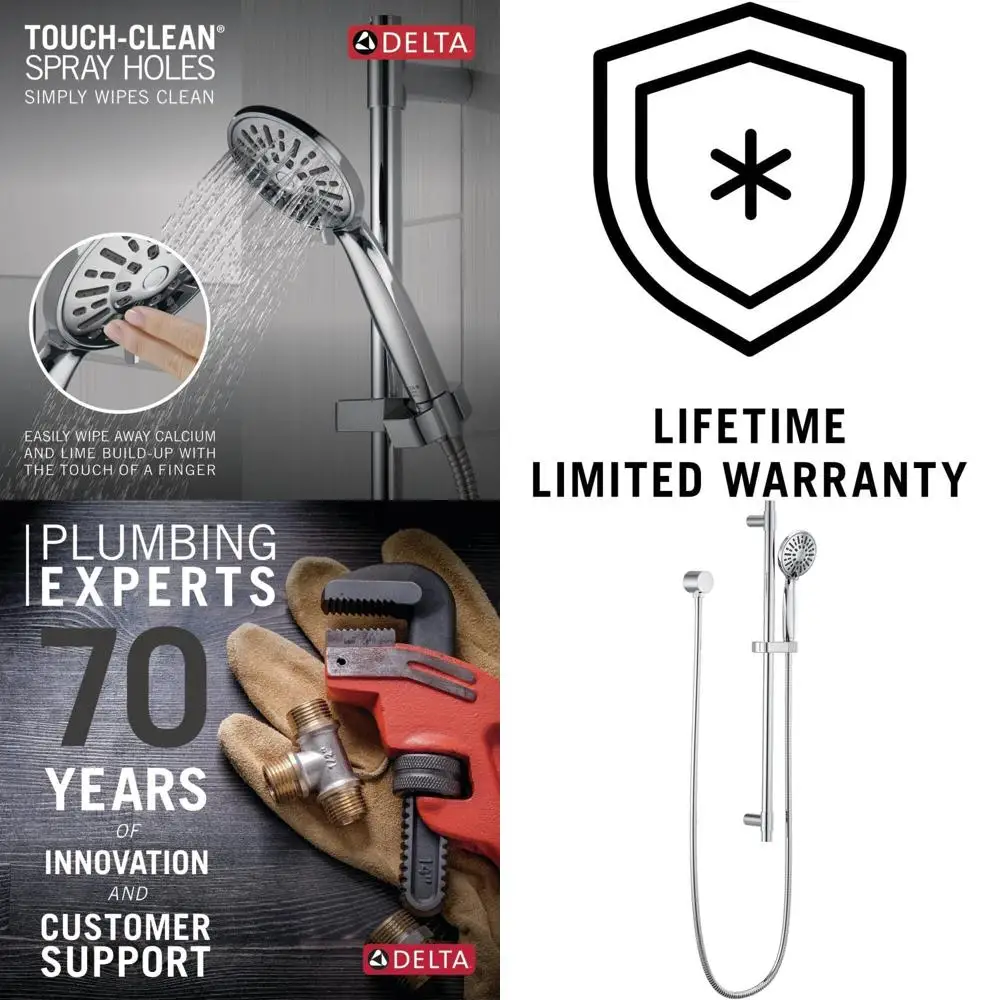 Chrome Finish Handheld Shower with Hose and Slide Bar Attachment
Chrome Finish Handheld Shower with Hose and Slide Bar Attachment