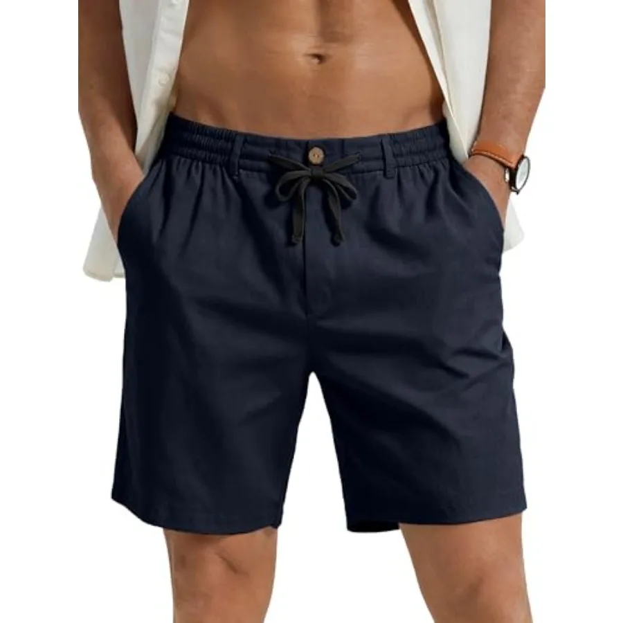 PLEPAN Mens Casual Linen Shorts - 7 inch Elastic Waist Drawstring Summer Beach Vacation Short
PLEPAN Mens Casual Linen Shorts - 7 inch Elastic Waist Drawstring Summer Beach Vacation Short