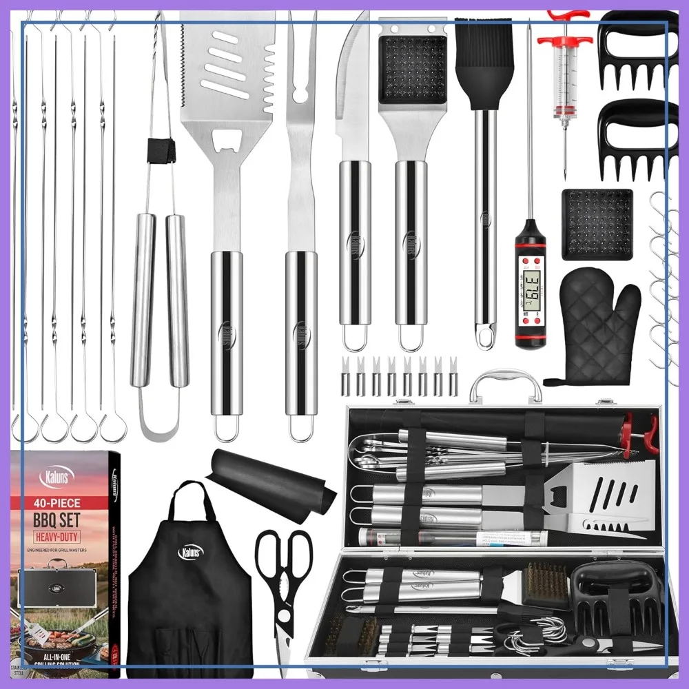 40 Pcs Premium Heavy Duty Stainless Steel BBQ Grill Set, Complete Outdoor Grilling Accessories for Men Dad Gifts
40 Pcs Premium Heavy Duty Stainless Steel BBQ Grill Set, Complete Outdoor Grilling Accessories for Men Dad Gifts