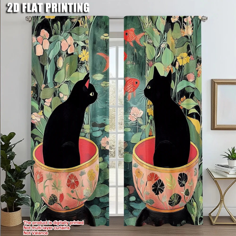 2pcs, Window Curtain 2D print Cat & Fish Machine Washable Fabric (without rod) Thermal Insulation, and Room Darkening Functions
2pcs, Window Curtain 2D print Cat & Fish Machine Washable Fabric (without rod) Thermal Insulation, and Room Darkening Functions