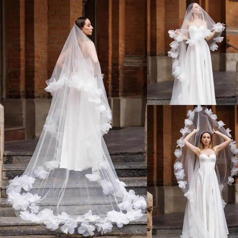 Elegant Wedding Bridal Veil Handmade Flowers Two Layer Long Cathedral Length Veils Applique Edge Bride Accessories Customized
Elegant Wedding Bridal Veil Handmade Flowers Two Layer Long Cathedral Length Veils Applique Edge Bride Accessories Customized