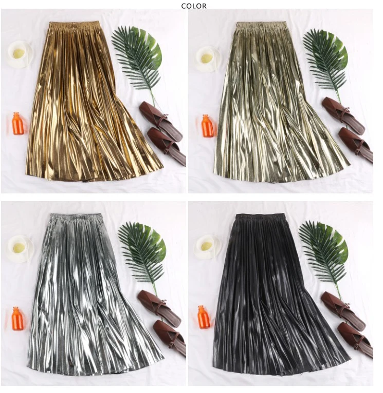New in Autumn Winter Korean Fashion High Waist A-Line Midi Pleated Skirt for Women 2026 Gold Silver Elegant Long Skirts
New in Autumn Winter Korean Fashion High Waist A-Line Midi Pleated Skirt for Women 2026 Gold Silver Elegant Long Skirts
