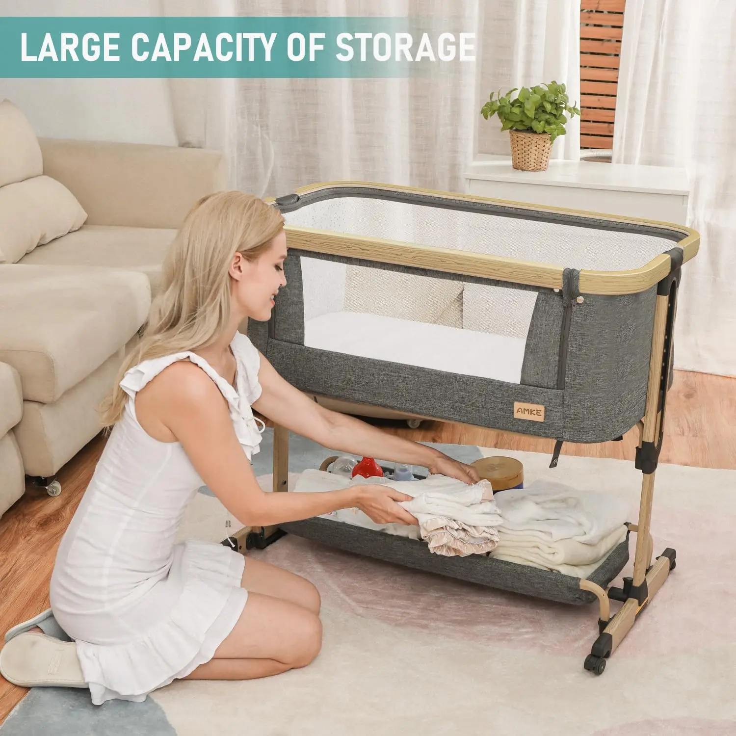 3 in 1 Baby Bassinets,All-mesh Bedside Sleeper,Baby Cradle with Storage Basket,Easy Assemble Bassinet
3 in 1 Baby Bassinets,All-mesh Bedside Sleeper,Baby Cradle with Storage Basket,Easy Assemble Bassinet