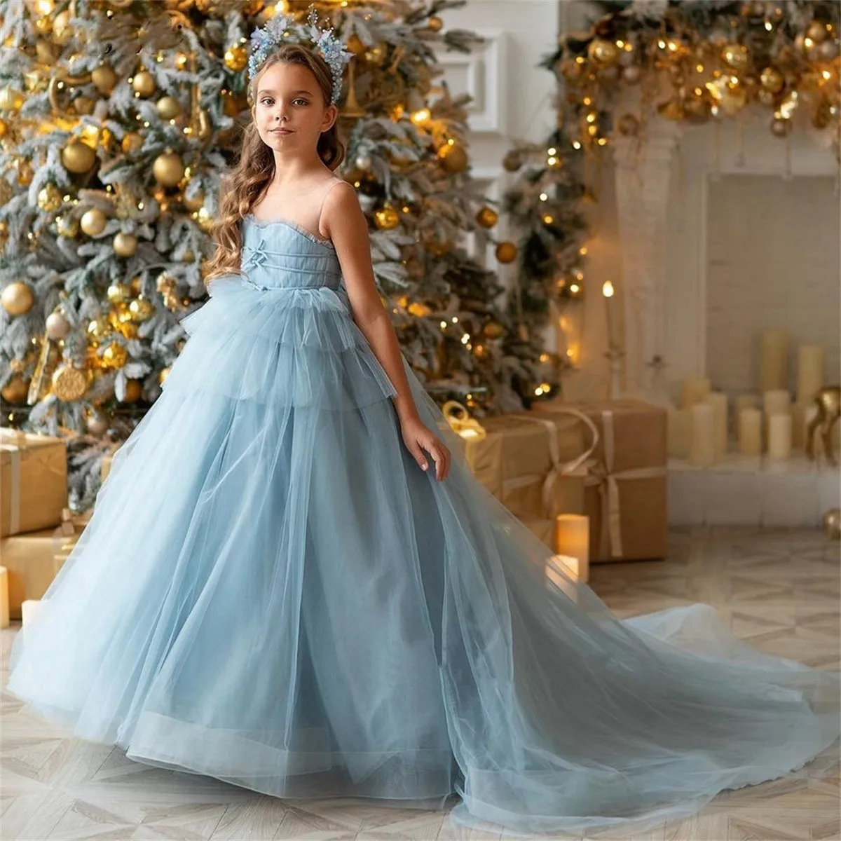 Flower Girl Dresses Elegant Blue Sleeveless Tulle Puffy For Wedding Princess Sheer Neck Kids Pageant First Communion Party Dress
Flower Girl Dresses Elegant Blue Sleeveless Tulle Puffy For Wedding Princess Sheer Neck Kids Pageant First Communion Party Dress