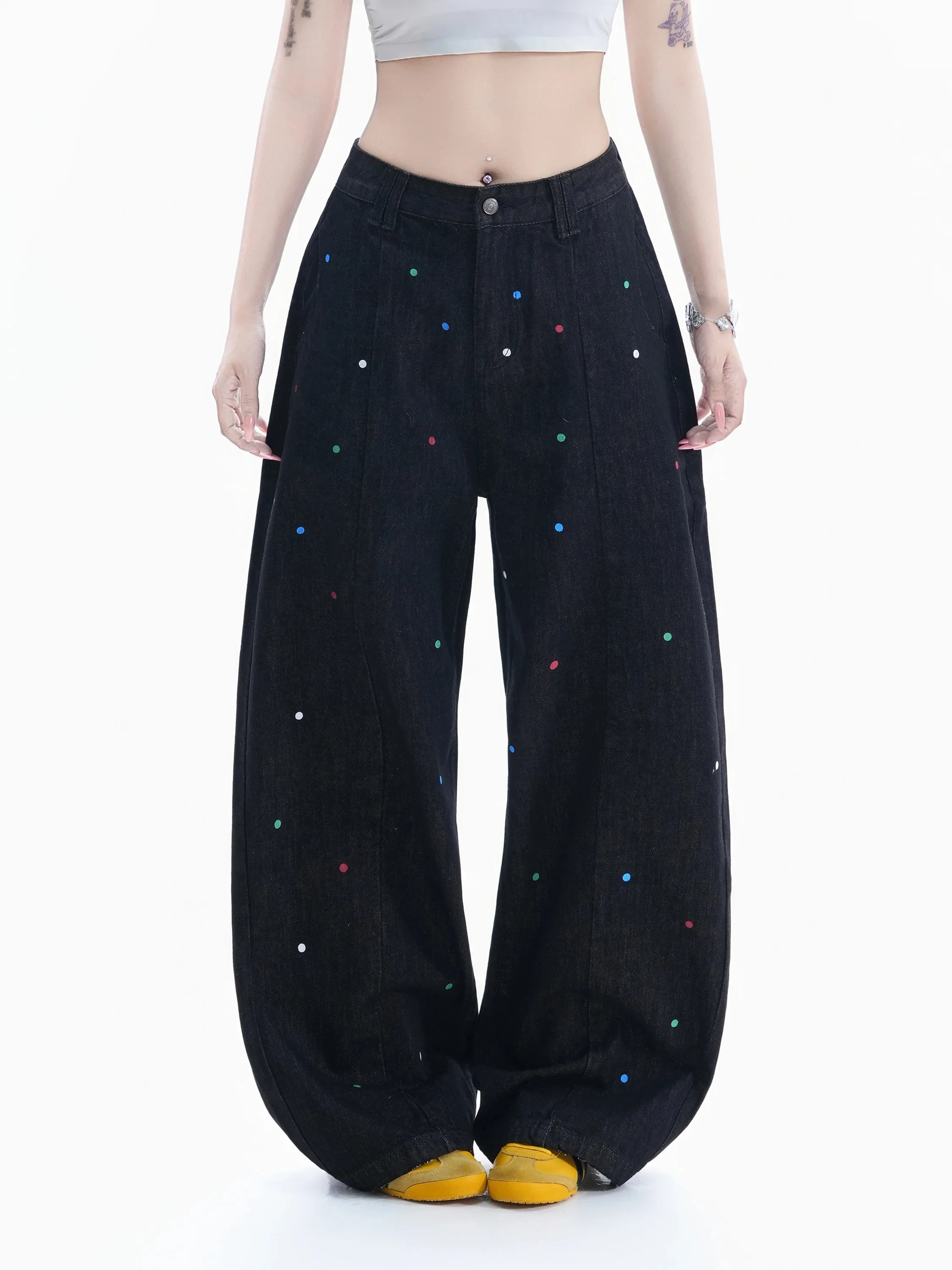 Polka Dot Wide Leg Jeans Women Loose Fit Vintage American Style Long Pants Spring Season Ladies Casual Denim Trousers
Polka Dot Wide Leg Jeans Women Loose Fit Vintage American Style Long Pants Spring Season Ladies Casual Denim Trousers