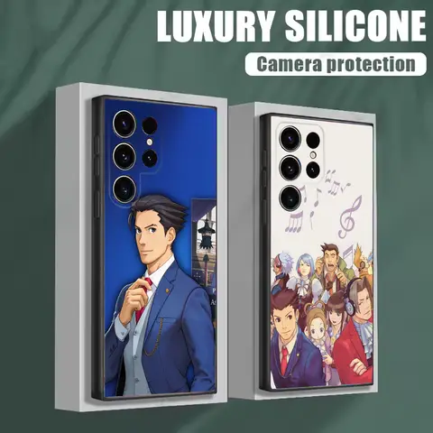 Custodia per telefono Game Ace A- Attorney per Samsung S25,S24,S21,S22,S23,S30,Ultra,S20,Plus,Fe,Lite,Note,10 Soft Shell nero