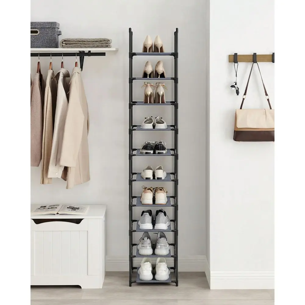 Shoe Rack, 10 Tier Shoe Shelf, Shoe Storage Organizer, SpaceSaving, 13 X 13 X 68.1 Inches, Metal Frame, NonWoven Fabric Shelves
Shoe Rack, 10 Tier Shoe Shelf, Shoe Storage Organizer, SpaceSaving, 13 X 13 X 68.1 Inches, Metal Frame, NonWoven Fabric Shelves