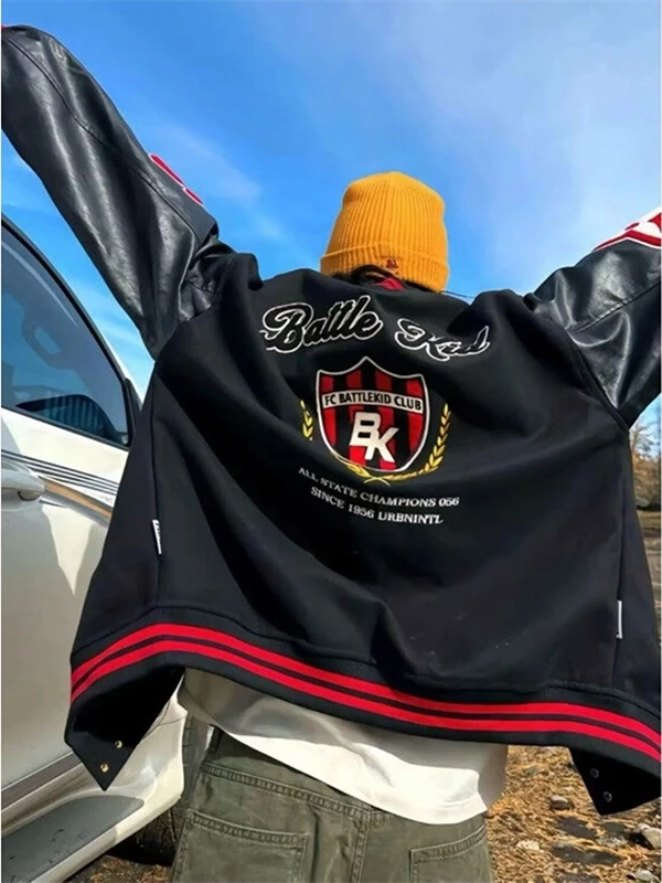 Bla PU Leather Patchwork Baseball Jaet Men's Spring Autumn Trendy Brand Towel Embroidery Cleanfit Haome Jaet
Bla PU Leather Patchwork Baseball Jaet Men's Spring Autumn Trendy Brand Towel Embroidery Cleanfit Haome Jaet