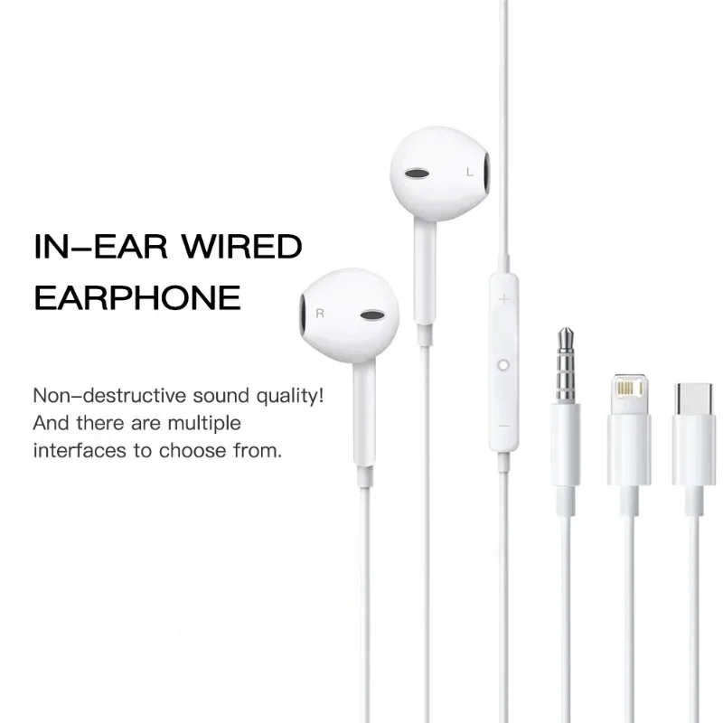 Original Wired Earphones For Apple iPhone 16 15 14 13 Pro In-Ear Earbuds for Lightning Type-C 3.5 mm Headsets For Samsung Xiaomi
Original Wired Earphones For Apple iPhone 16 15 14 13 Pro In-Ear Earbuds for Lightning Type-C 3.5 mm Headsets For Samsung Xiaomi