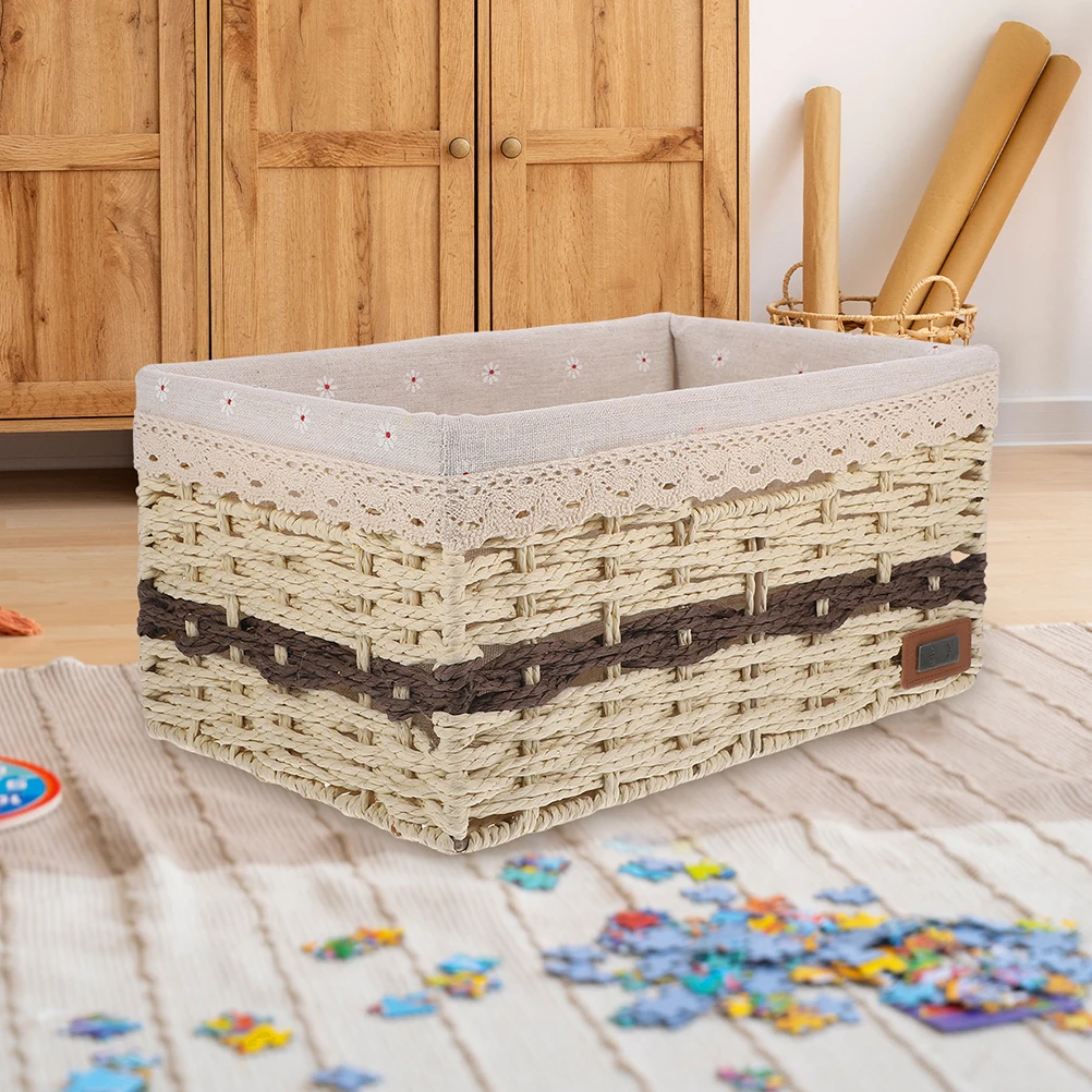Woven Storage Basket With Liner Desktop Organizer Sundries Container Home Supplies Decorative Basket For Snacks Cosmetics
Woven Storage Basket With Liner Desktop Organizer Sundries Container Home Supplies Decorative Basket For Snacks Cosmetics
