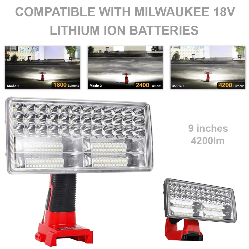 9 inch LED Lamp Work Light For Milwaukee 18V Li-ion Battery Electric Torch Outdoor Multi-Functional Camping Spotlight
9 inch LED Lamp Work Light For Milwaukee 18V Li-ion Battery Electric Torch Outdoor Multi-Functional Camping Spotlight