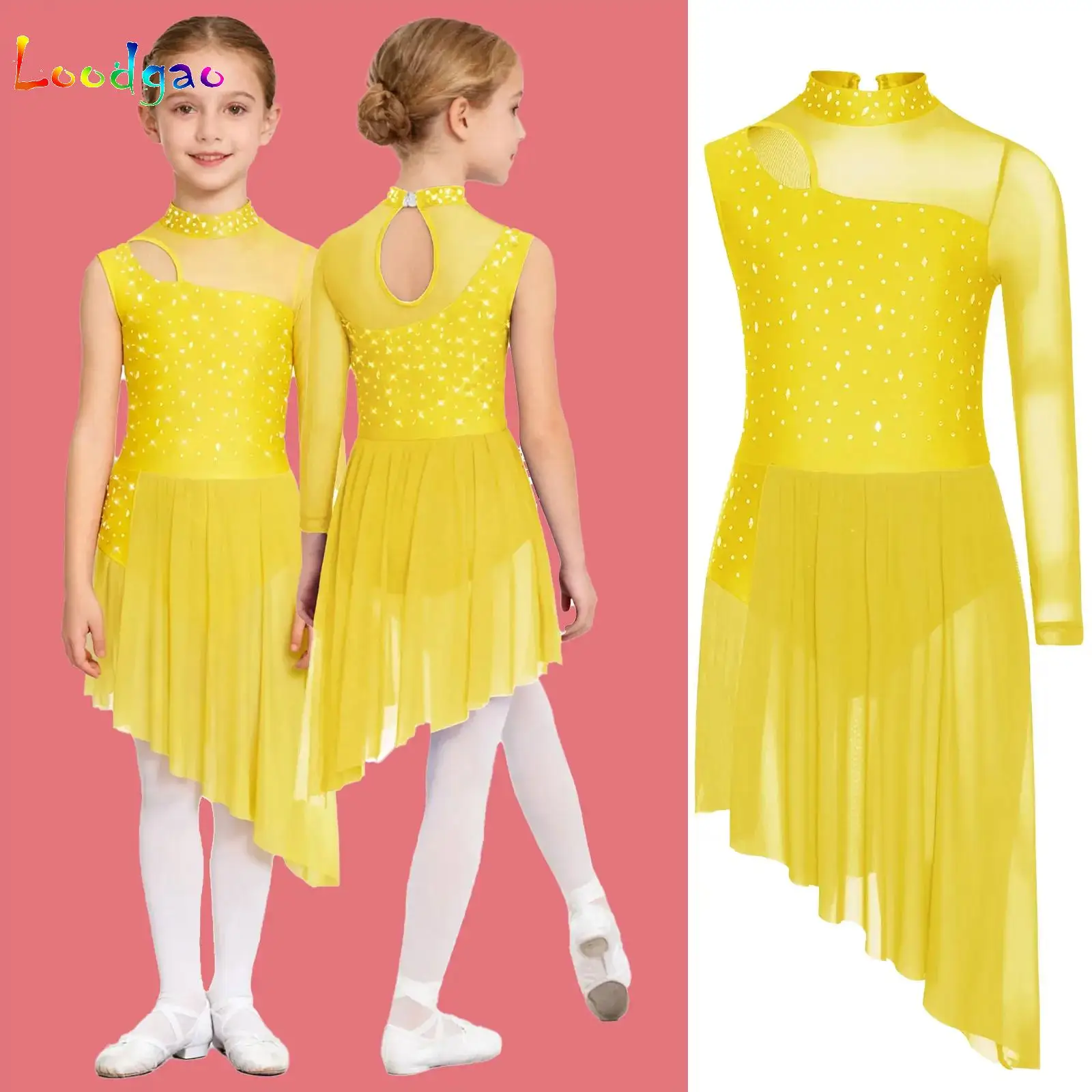 Girls Modern Lyrical Dance Performance Costume Asymmetrical Sleeve Rhinestones Chiffon Leotard Dress Ballet Contemporary Dance
Girls Modern Lyrical Dance Performance Costume Asymmetrical Sleeve Rhinestones Chiffon Leotard Dress Ballet Contemporary Dance