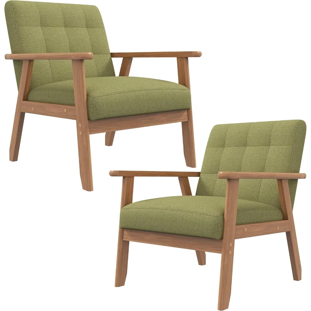 Accent Chairs Set of 2, Mid-Century Living Room Chairs with Solid Wood Frame & Soft Thicken Cushion, Upholstered Chair
Accent Chairs Set of 2, Mid-Century Living Room Chairs with Solid Wood Frame & Soft Thicken Cushion, Upholstered Chair