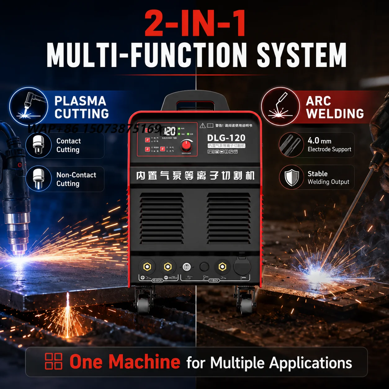 Heavy Duty LGK120 Plasma Cutter 380V, Portable Inverter Plasma Cutting & Welding Machine for Carbon Steel Stainless Steel
Heavy Duty LGK120 Plasma Cutter 380V, Portable Inverter Plasma Cutting & Welding Machine for Carbon Steel Stainless Steel