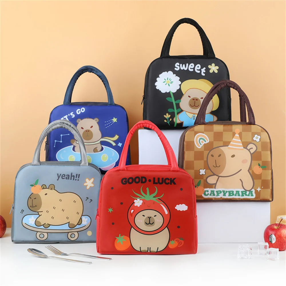 Cartoon Capybara Camping Lunch Bag Food Container Handbags for School Picnic Hiking Portable Thermal Insulation Bento Box Bags
Cartoon Capybara Camping Lunch Bag Food Container Handbags for School Picnic Hiking Portable Thermal Insulation Bento Box Bags
