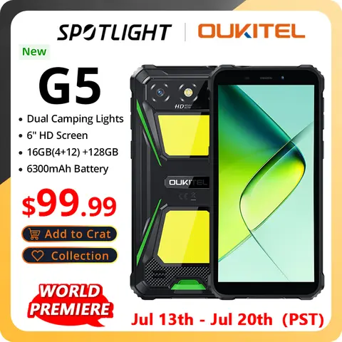 【Мировая премьера】 Oukitel G5 прочные телефоны 16GB (4 + 12) + 128GB 6300mAh батарея 13MP задняя камера 6 "HD смартфон
