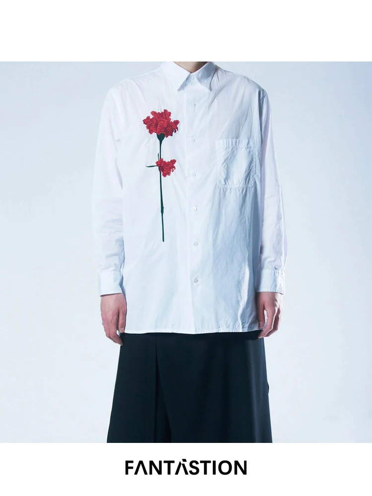 FANTASTION Original Design carnation embroidery shirts Unisex Long sleeves white shirts casual tops daily
FANTASTION Original Design carnation embroidery shirts Unisex Long sleeves white shirts casual tops daily