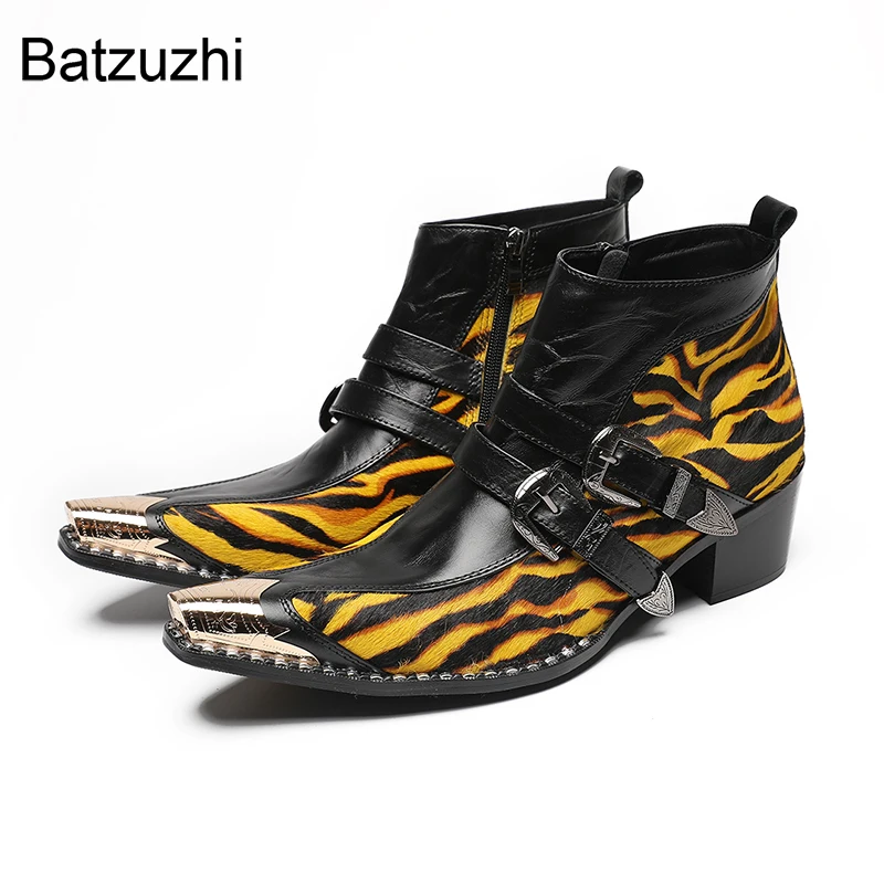 Batzuzhi New Design Men's Boots Shoes Pointed Toes Fashion Leather Ankle Boots Man 6.5cm High Heels, Sizes 38-46!
Batzuzhi New Design Men's Boots Shoes Pointed Toes Fashion Leather Ankle Boots Man 6.5cm High Heels, Sizes 38-46!