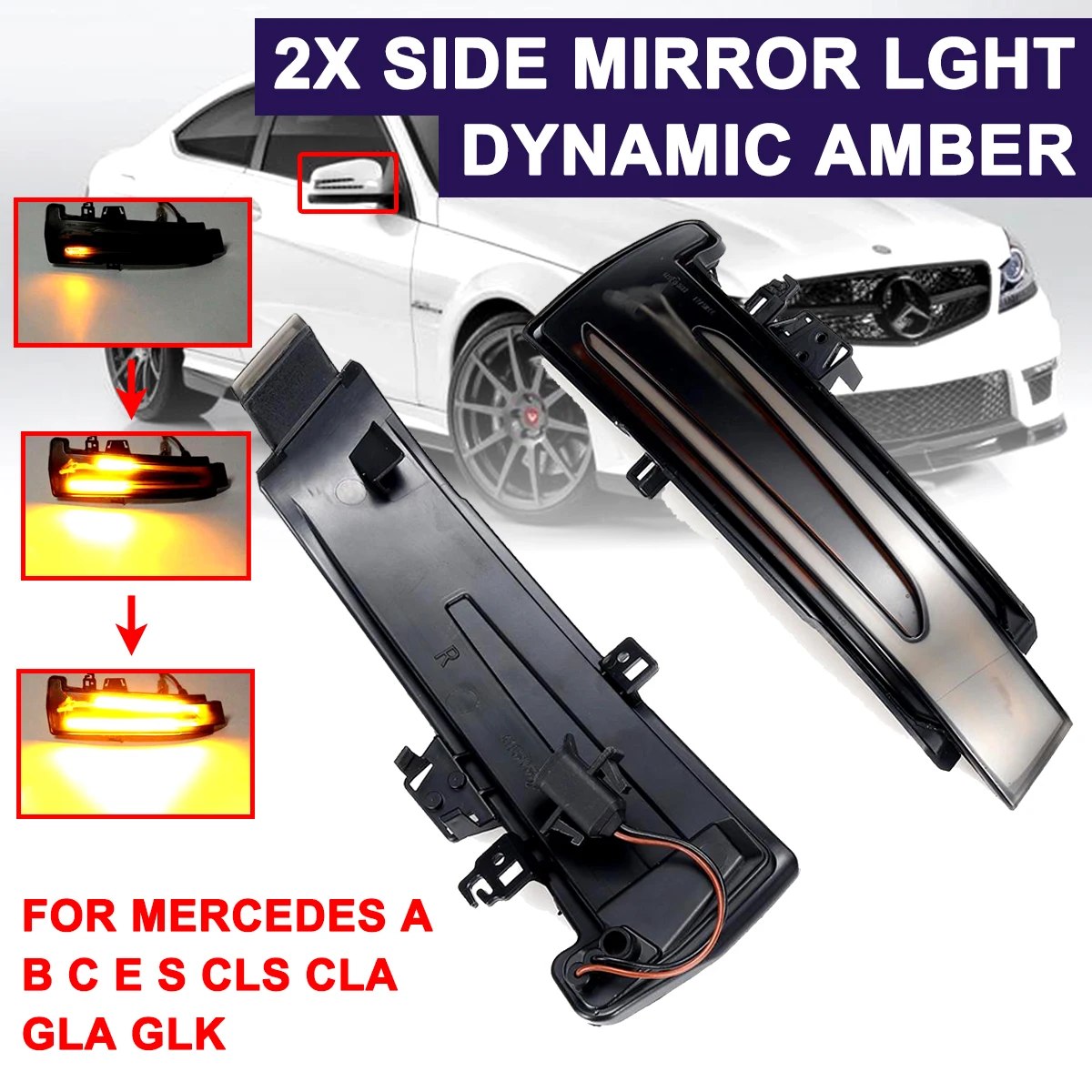 Highlight LED Car Dynamic For Mercedes Benz A B S C E GLA GLK Flowing Turn Light Rearview Mirror Signal Lamp Yellow
Highlight LED Car Dynamic For Mercedes Benz A B S C E GLA GLK Flowing Turn Light Rearview Mirror Signal Lamp Yellow