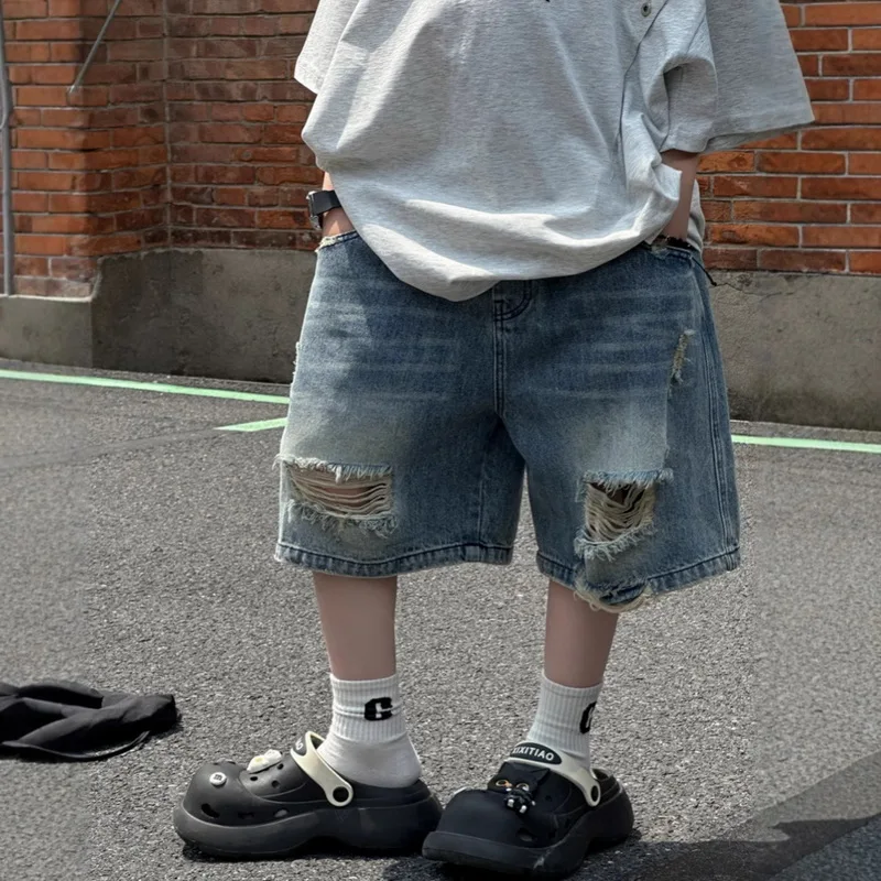 Classic Design Summer Boys Shorts Fashion Ripped Hole Denim Shorts for Kids Casual Elastic Waist Children Shorts 2-10 Years
Classic Design Summer Boys Shorts Fashion Ripped Hole Denim Shorts for Kids Casual Elastic Waist Children Shorts 2-10 Years