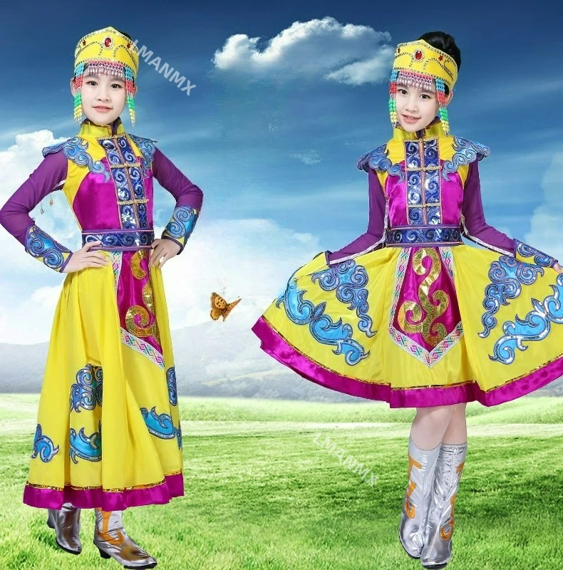 Children's Mongolian performance costumes, ethnic dance performance costumes, children's stage performance costumes
Children's Mongolian performance costumes, ethnic dance performance costumes, children's stage performance costumes