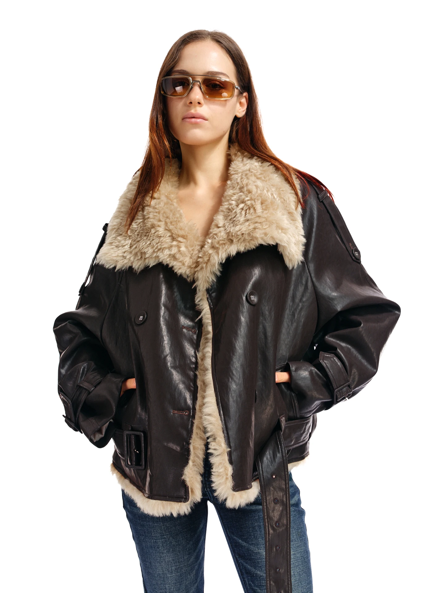 Double Breasted Cotton Leather Jacket with Stand Collar Versatile Wear Casual Loose Fit Warm Long Sleeve Coat for Women
Double Breasted Cotton Leather Jacket with Stand Collar Versatile Wear Casual Loose Fit Warm Long Sleeve Coat for Women