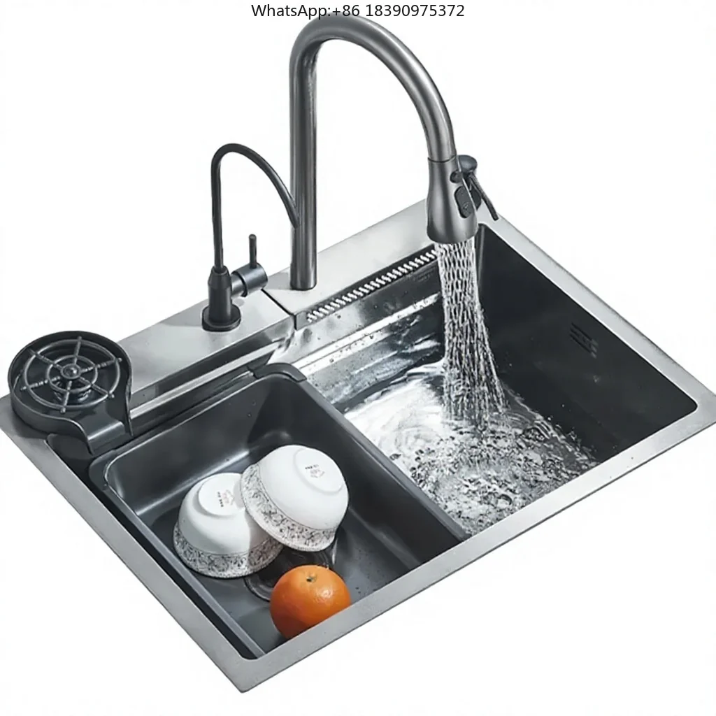 304 Stainless Steel Brushed Finish 4-Hole Waterfall Kitchen Sink Large Single Slot Integrated Faucet Set Soap Dispenser/Pure
304 Stainless Steel Brushed Finish 4-Hole Waterfall Kitchen Sink Large Single Slot Integrated Faucet Set Soap Dispenser/Pure