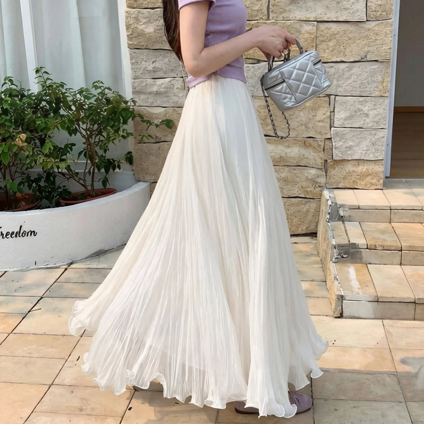 Women's Summer Elegant Ruffles Hem Pleated Mesh Skirt Lady Solid Color High Waist A Line Long Skirt
Women's Summer Elegant Ruffles Hem Pleated Mesh Skirt Lady Solid Color High Waist A Line Long Skirt