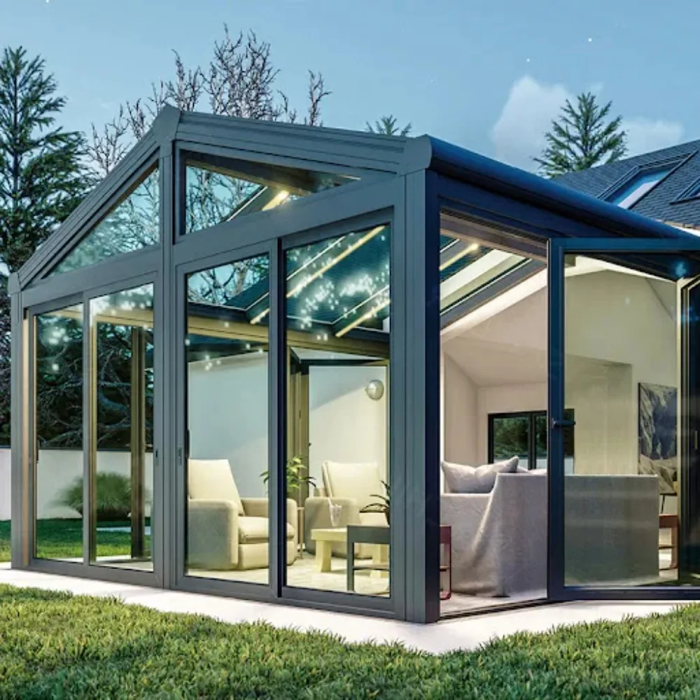 Aluminum Structure Winter Garden Conservatory Sunrooms Glass Houses for Villa Garden Top Floor
Aluminum Structure Winter Garden Conservatory Sunrooms Glass Houses for Villa Garden Top Floor