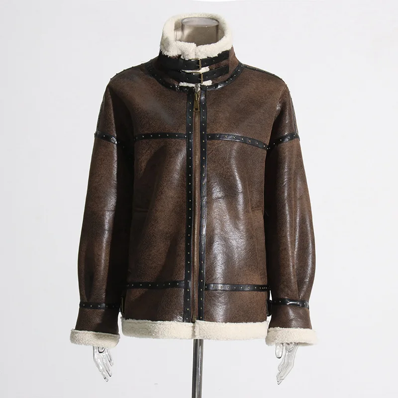 Wind Top 2025 Jacket Spring New Fashion Design Sense Spliced Lace Up Lambskin Leather Jacket For Women
Wind Top 2025 Jacket Spring New Fashion Design Sense Spliced Lace Up Lambskin Leather Jacket For Women