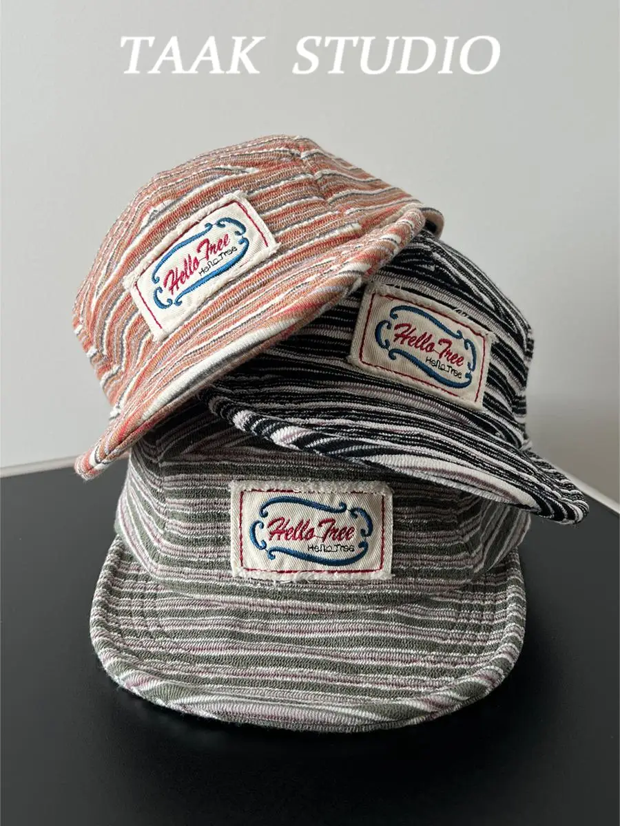 Striped flat brim five-piece short brim cap spring summer street tide short along baseball cap
Striped flat brim five-piece short brim cap spring summer street tide short along baseball cap