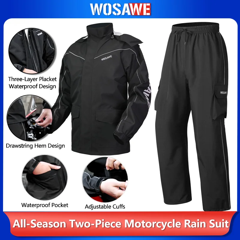 WOSAWE Motorcycle Raincoat Suit Moto Rider Split Waterproof Jacket Rain Pants E-bike Hiking Fishing Camping Foldable Rainwear
WOSAWE Motorcycle Raincoat Suit Moto Rider Split Waterproof Jacket Rain Pants E-bike Hiking Fishing Camping Foldable Rainwear