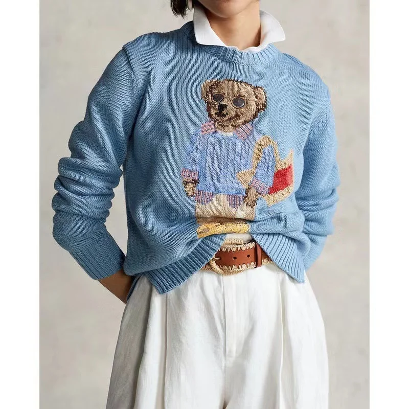 New Bear Pattern Embroidery Knitted Sweater Women's Casual Long Sleeve Pullover Round Neck Sweater New Arrival European Style
New Bear Pattern Embroidery Knitted Sweater Women's Casual Long Sleeve Pullover Round Neck Sweater New Arrival European Style