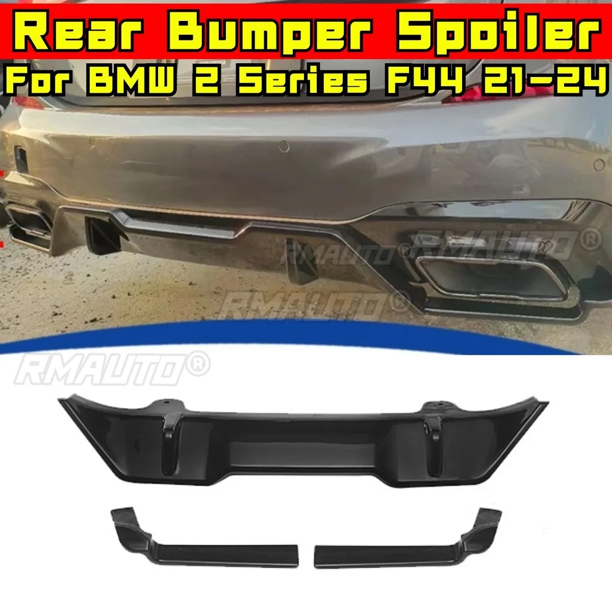 Car Rear Bumper Spoiler Lip Diffuser Modification Part For BMW 2 Series F44 2021-2024 Bumper Guard Protector Cover Accessories 
Car Rear Bumper Spoiler Lip Diffuser Modification Part For BMW 2 Series F44 2021-2024 Bumper Guard Protector Cover Accessories