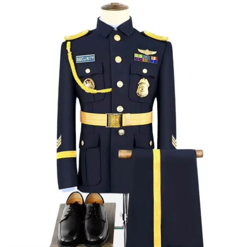 Men Black Uniform Suit High Quality Ceremonial Office Work Uniforms Formal Blazer Pants Black Security Guard Uniforms
Men Black Uniform Suit High Quality Ceremonial Office Work Uniforms Formal Blazer Pants Black Security Guard Uniforms